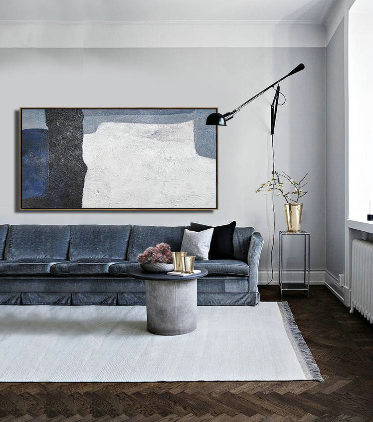 Extra Large Textured Painting On Canvas,Hand Painted Panoramic Contemporary Art Canvas Painting,Huge Wall Decor,White,Purple Grey,Dark Blue,Pink.etc